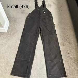 Carhartt Brown Cotton Overalls, Small (4/6) Double Knee